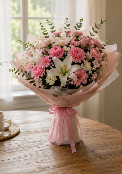 Pink carnation bouquet 1