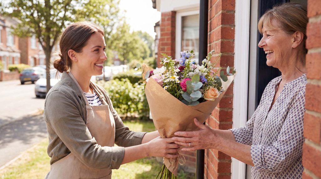 Florist delivering flowers