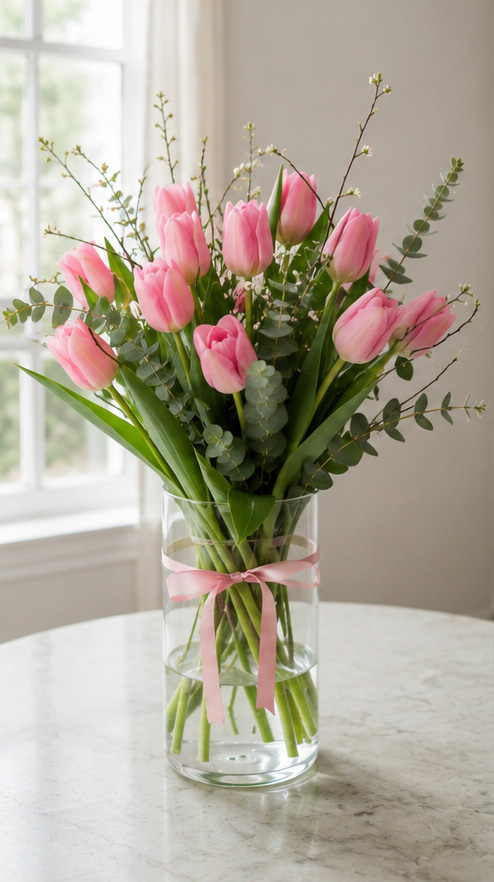 Pink tulip bouquet 1